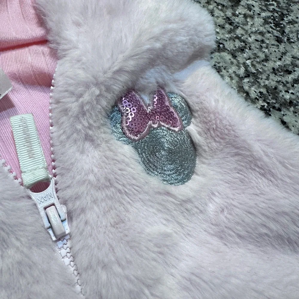 Kids 4T‎ Betsey Johnson Leopard Fur Hooded Vest & Disney Minnie Mouse Pink Vest